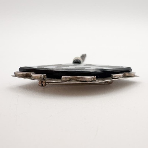 Alone Larsen Sterling Silver Brooch Modernist w Inlay Tassel "Romance Series" - Picture 9 of 13